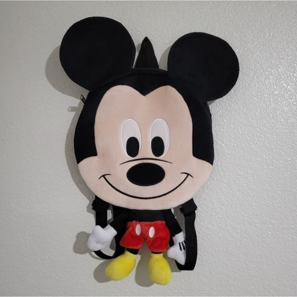 Disney‎ Mickey Mouse 3D Flat Plush Bag Zipper Backpack 21 inches Tall